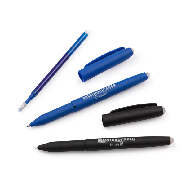 Faber-Castell Eberhard Faber uitwisbare balpen blauw-zwart met navulling EF-582103 220137 - 1