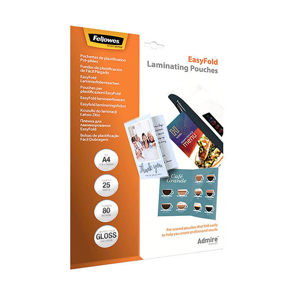 Fellowes Admire voorgevouwen lamineerhoes A4 2x80 micron (25 stuks) 207221 - 1