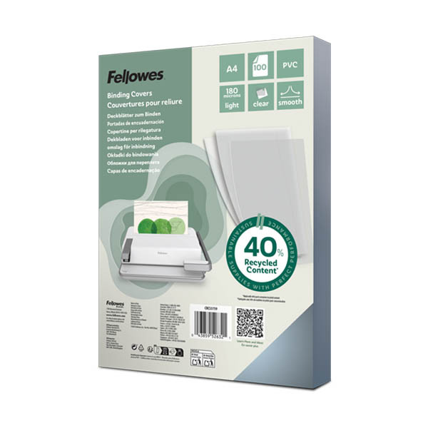 Fellowes PVC bindomslag 180 micron transparant A4 (100 stuks) 213210 - 1
