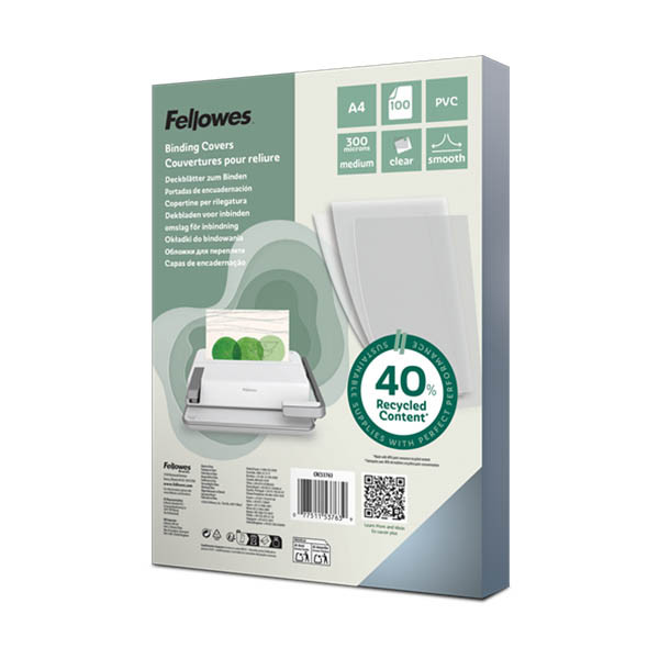 Fellowes PVC bindomslag 300 micron transparant A4 (100 stuks) 213214 - 1