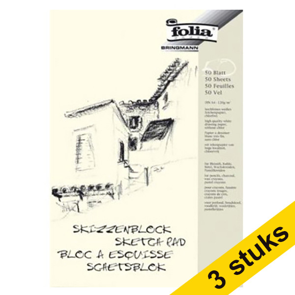 Aanbieding: 3x Folia blanco schetsblok A4 50 vellen (120 g/m²) 222108 - 1