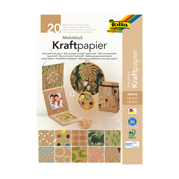 Folia designpapierblok Kraftpapier II 120/230 g/m² A4 (20 vellen) 48898 222117 - 1