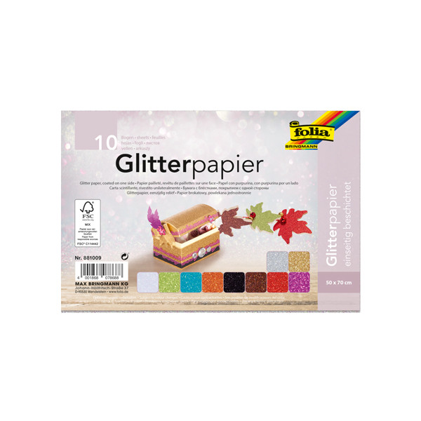 Folia glitterpapier 170 g/m² 50 x 70 cm (10 vellen) 881009 222129 - 1