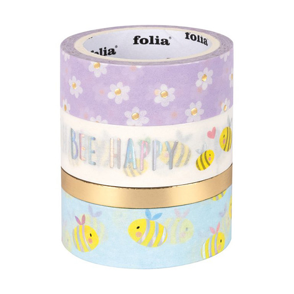 Folia washi tape hotfoil bees (4 stuks) 26452 222317 - 1