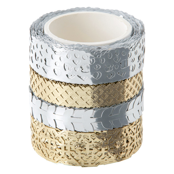 Folia washi tape hotfoil zilver/goud (4 stuks) Folia