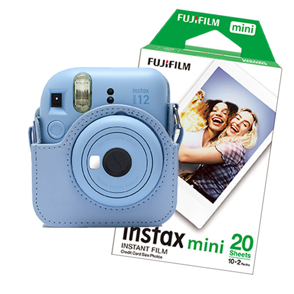 FujiFilm Instax mini 12 Blue bundel met Blue case en 20 vellen papier  150886 - 1
