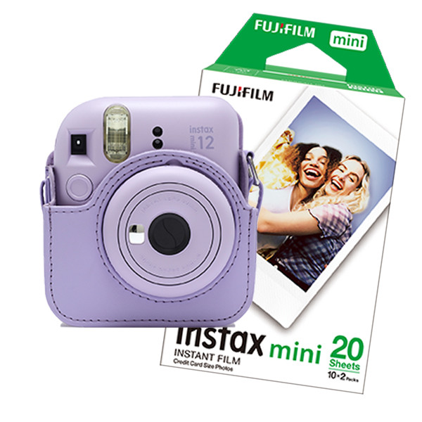 FujiFilm Instax mini 12 Purple bundel met Purple case en 20 vellen papier  150883 - 1