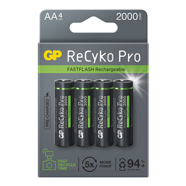 GP 2000 ReCyko Pro Photo Flash oplaadbare AA / HR06 Ni-Mh batterij (4 stuks) AGP00120 - 1