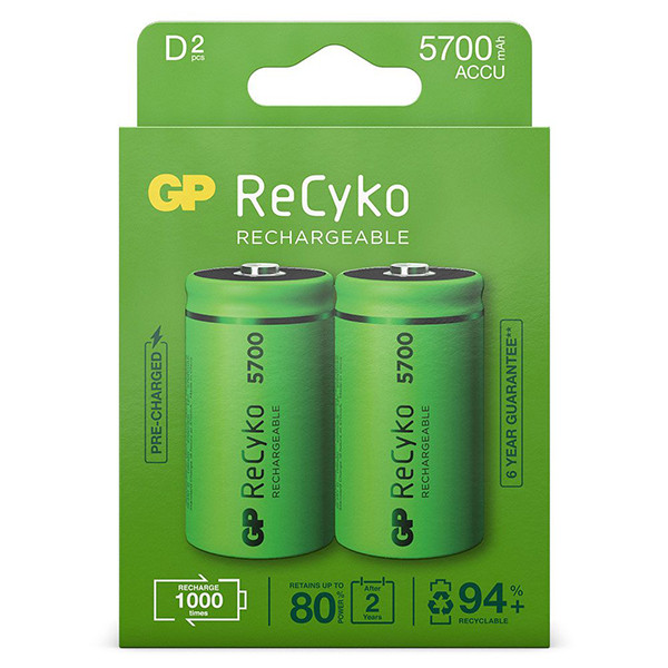 GP 5700 ReCyko+ oplaadbare D LR20 batterij 2 stuks GP570DHCB 215058 - 1