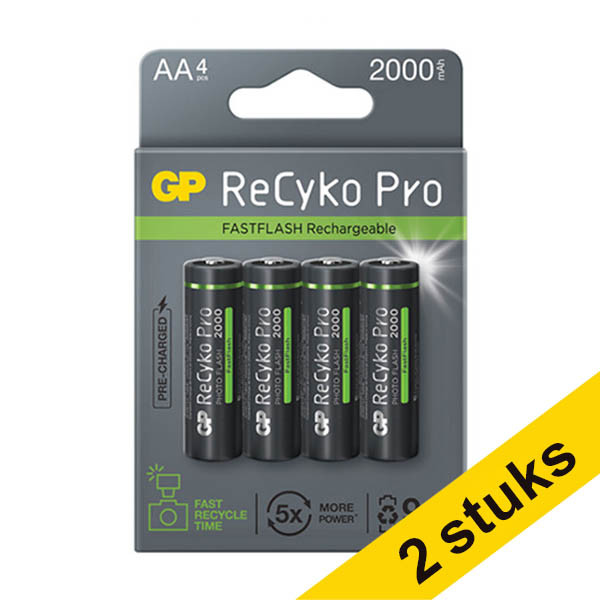 Aanbieding: 2x GP 2000 ReCyko Pro Photo Flash oplaadbare AA / HR06 Ni-Mh Batterij (4 stuks) AGP00366 - 1