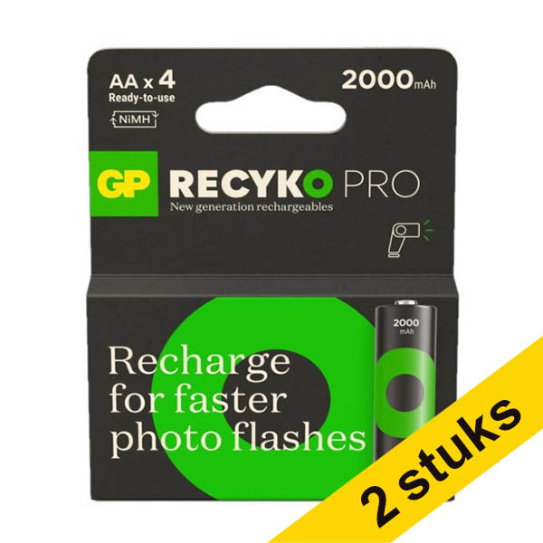 Aanbieding: 2x GP 2000 ReCyko Pro Photo Flash oplaadbare AA / HR06 Ni-Mh batterij (4 stuks) AGP00366 - 1