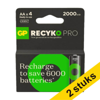 Aanbieding: 2x GP 2000 ReCyko Pro oplaadbare AA / HR06 Ni-Mh Batterij (4 stuks) AGP00365