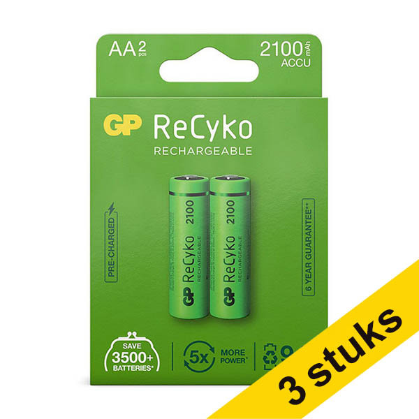 Aanbieding: 3x GP 2100 ReCyko oplaadbare AA / HR06 Ni-Mh Batterij (2 stuks) AGP00367 - 1
