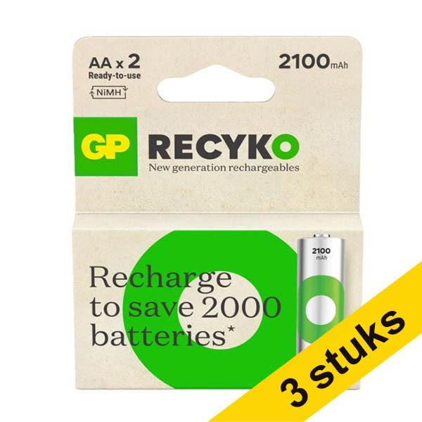 Aanbieding: 3x GP 2100 ReCyko oplaadbare AA / HR06 Ni-Mh Batterij (2 stuks) AGP00367 - 1