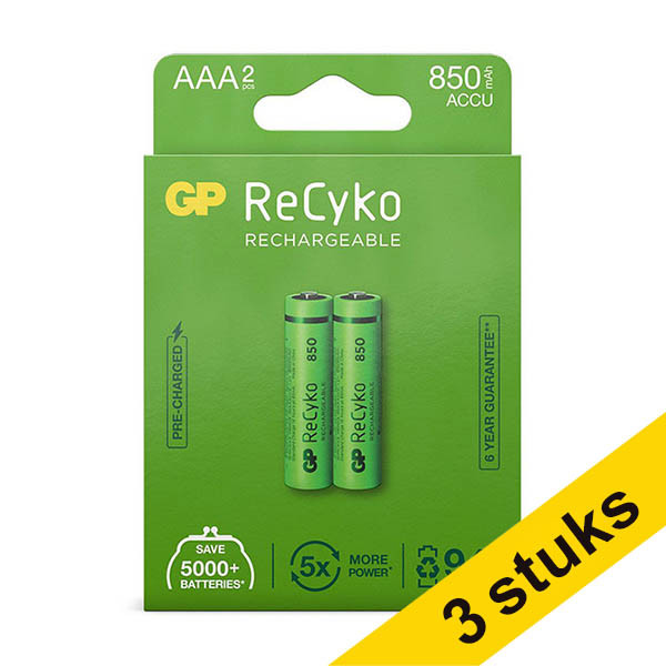 Aanbieding: 3x GP 850 ReCyko oplaadbare AAA / HR03 Ni-Mh batterij (2 stuks) AGP00373 - 1