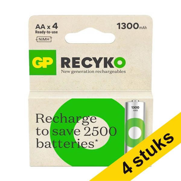 Aanbieding: 4x GP 1300 ReCyko oplaadbare AA / HR06 Ni-Mh batterij (4 stuks) AGP00364 - 1