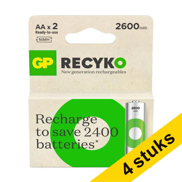 Aanbieding: 4x GP 2600 ReCyko oplaadbare AA / HR06 Ni-Mh batterij (2 stuks) AGP00369 - 1
