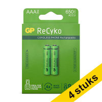 Aanbieding: 4x GP 650 ReCyko oplaadbare AAA / HR03 Ni-Mh batterij (2 stuks)