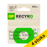 Aanbieding: 4x GP 950 ReCyko oplaadbare AAA / HR03 Ni-Mh batterij (2 stuks)