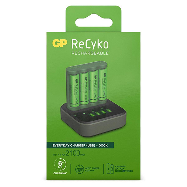 GP Dock Basislader + GP 2100 ReCyko oplaadbare AA / HR06 Ni-Mh Batterij (4 stuks) AA AAA HR03 HR06 AGP00109 - 1