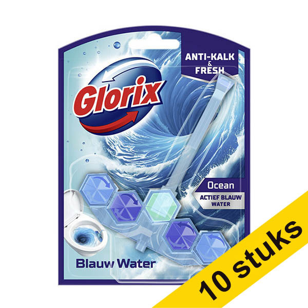 Aanbieding: 10x Glorix toiletblok Actief Blauw Water Ocean (48 gram) SGL00102 - 1