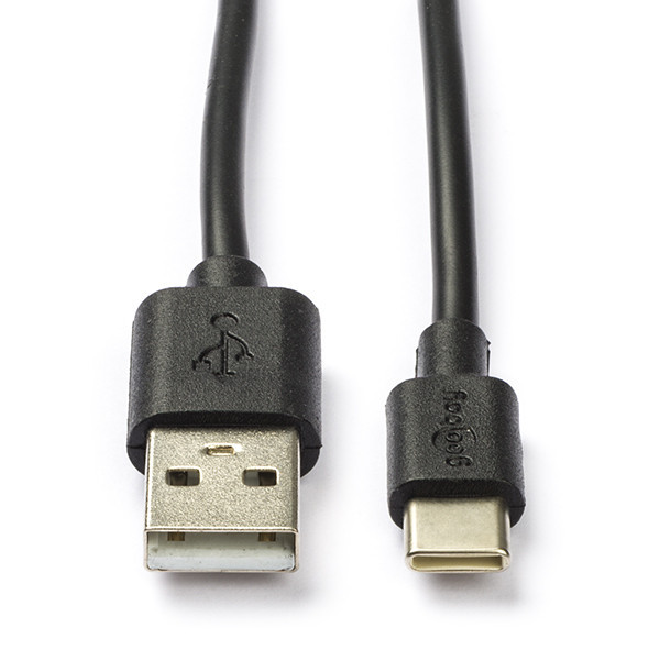 Goobay USB-A- naar USB-C-kabel zwart (0,1 meter) K010214056 - 1
