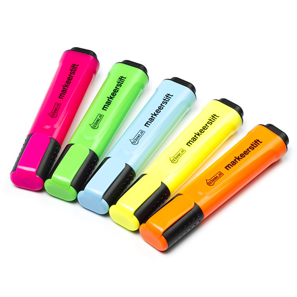 Gratis set 123inkt markeerstiften roze/groen/blauw/geel/oranje 301617 - 1