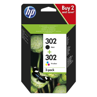 HP 302 (X4D37AE) dubbelpak zwart + kleur (origineel) X4D37AE 055126