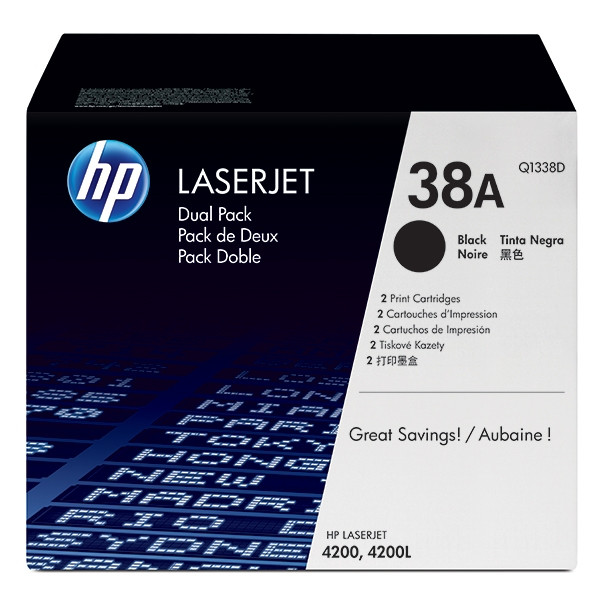 HP 38D (Q1338D) toner zwart dubbelpak (origineel) Q1338D 054096 - 1