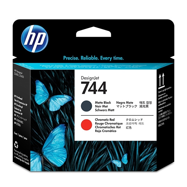 HP 744 (F9J88A) printkop mat zwart en chromatic red (origineel) F9J88A 055102 - 1