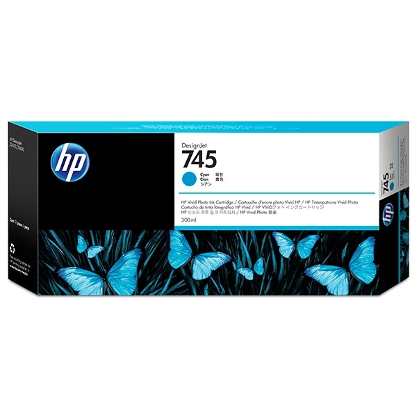 HP 745 (F9K03A) inktcartridge cyaan hoge capaciteit (origineel) F9K03A 055094 - 1