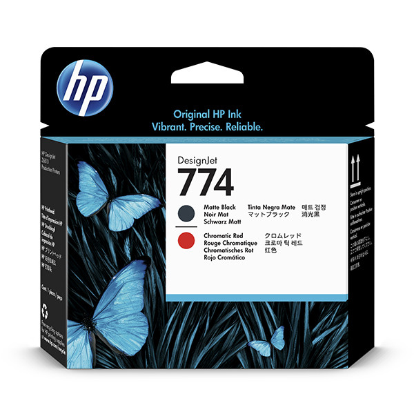 HP 774 (P2V97A) printkop mat zwart en chromatic red (origineel) P2V97A 055354 - 1