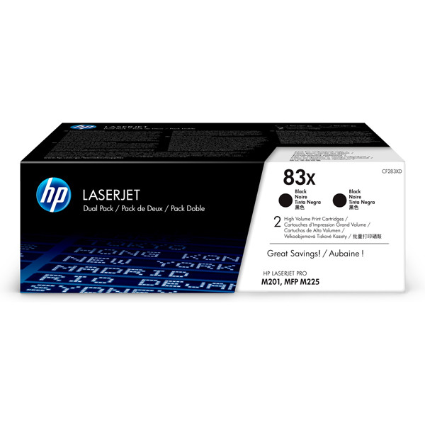 HP 83X (CF283XD) toner zwart dubbelpak hoge capaciteit (origineel) CF283XD 054273 - 1