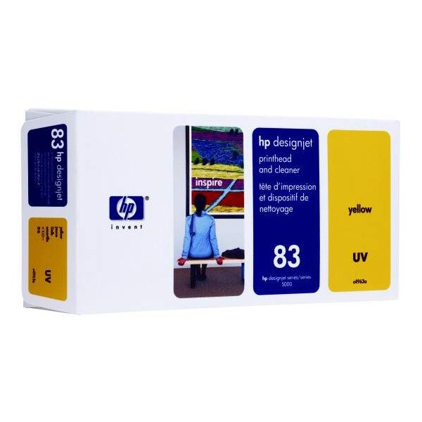 HP 83 (C4963A) UV printkop geel met printkopreiniger (origineel) C4963A 031650 - 1
