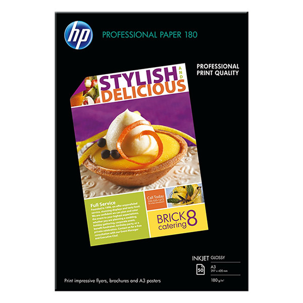 HP C6821A professional inkjetpapier glanzend 180 g/m² A3 (50 vellen) C6821A 150320 - 1