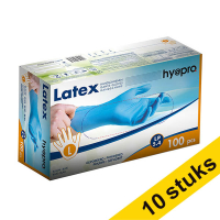 Aanbieding: 10x HY@PRO Latex handschoenen L gepoederd blauw (5,4 gram, 24 cm, 100 stuks) SHY00201