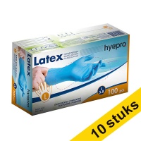 Aanbieding: 10x HY@PRO Latex handschoenen L poedervrij blauw (5,8 gram, 24 cm, 100 stuks) SHY00225