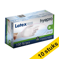 Aanbieding: 10x HY@PRO Latex handschoenen M poedervrij wit (5 gram, 24 cm, 100 stuks) SHY00207