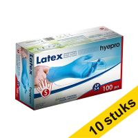 Aanbieding: 10x HY@PRO Latex handschoenen S gepoederd blauw (5,4 gram, 24 cm, 100 stuks)