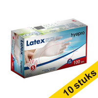 Aanbieding: 10x HY@PRO Latex handschoenen S gepoederd wit (5 gram, 24 cm, 100 stuks)