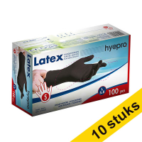 Aanbieding: 10x HY@PRO Latex handschoenen S poedervrij zwart (5,8 gram, 24 cm, 100 stuks) SHY00213