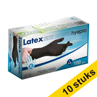 Aanbieding: 10x HY@PRO Latex handschoenen XL poedervrij zwart (5,8 gram, 24 cm, 100 stuks) SHY00219