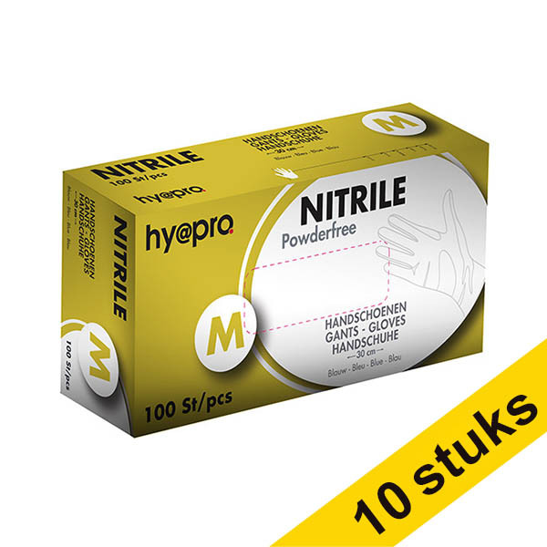 HY@PRO Aanbieding: 10x HY@PRO Medical Nitril handschoenen M poedervrij blauw (6,2 gram, 30 cm, 100 stuks)  SHY00013 - 1