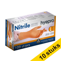 Aanbieding: 10x HY@PRO Nitril handschoenen L poedervrij oranje (3,5 gram, 24 cm, 100 stuks) SHY00107