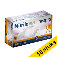Aanbieding: 10x HY@PRO Nitril handschoenen L poedervrij wit (3,5 gram, 24 cm, 100 stuks) SHY00061