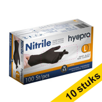 Aanbieding: 10x HY@PRO Nitril handschoenen L poedervrij zwart (3,5 gram, 24 cm, 100 stuks) SHY00069