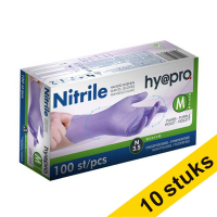 Aanbieding: 10x HY@PRO Nitril handschoenen M poedervrij paars (3,5 gram, 24 cm, 100 stuks) SHY00097