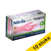 Aanbieding: 10x HY@PRO Nitril handschoenen M poedervrij roze (3,8 gram, 24 cm, 100 stuks) SHY00089