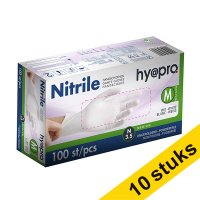 Aanbieding: 10x HY@PRO Nitril handschoenen M poedervrij wit (3,5 gram, 24 cm, 100 stuks) SHY00059