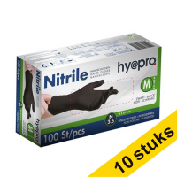 Aanbieding: 10x HY@PRO Nitril handschoenen M poedervrij zwart (3,5 gram, 24 cm, 100 stuks) SHY00067